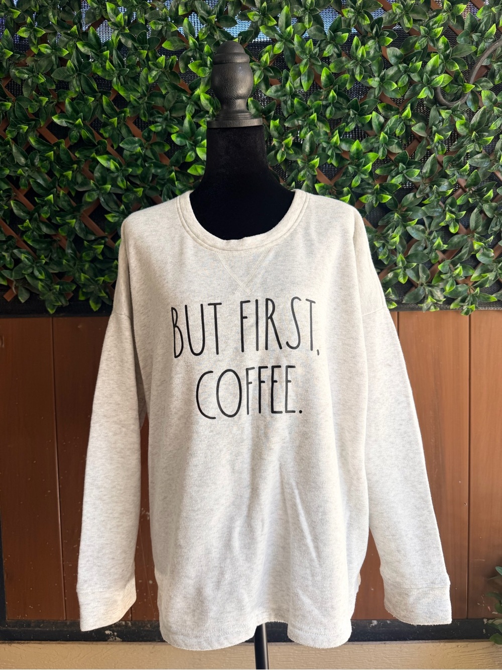 Rae Dunn Cream "But First, Coffee." Crewneck Sweatshirt